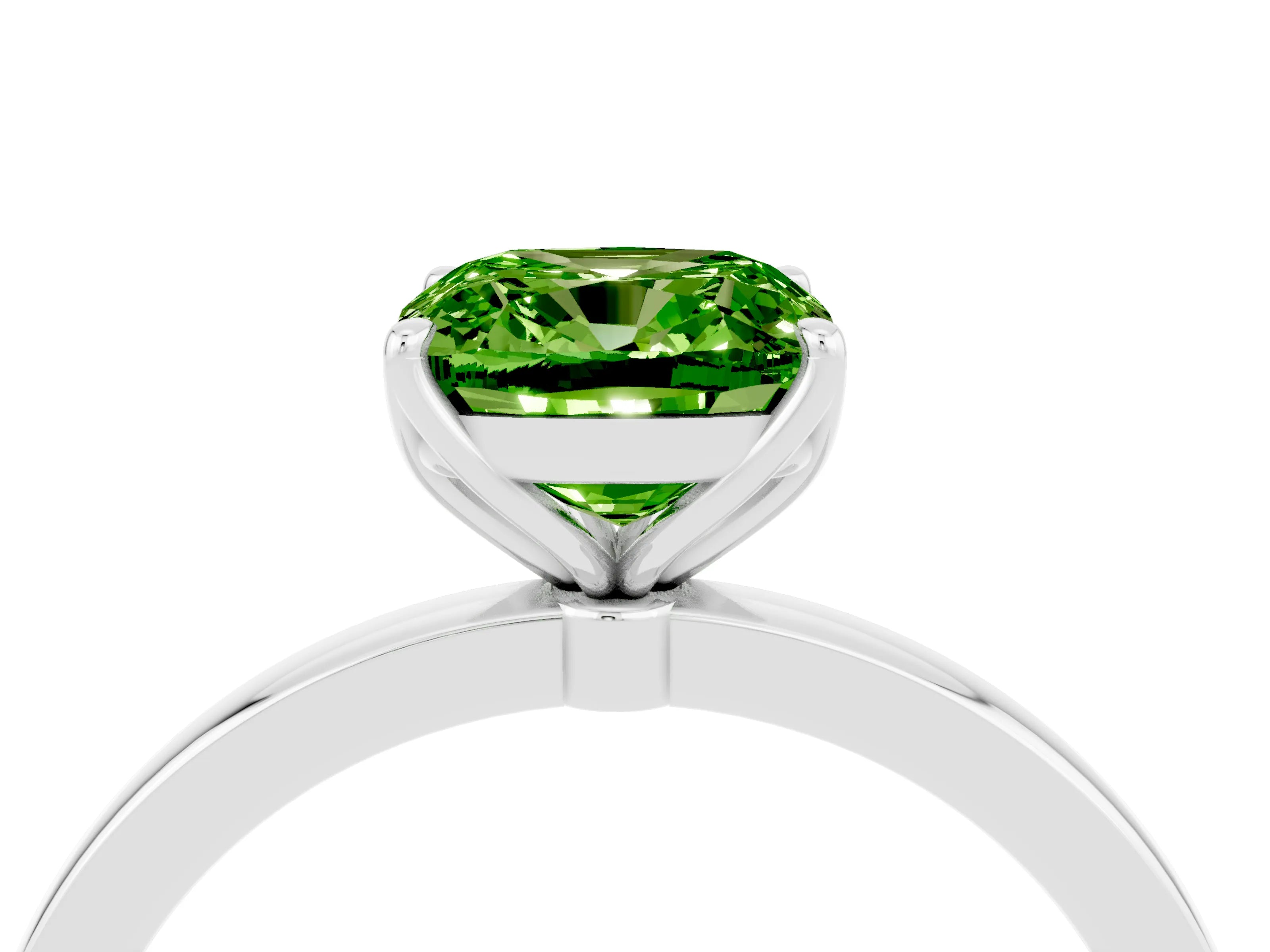 White gold Cushion Cut Solitaire Diamond Ring with Thin Band and Four-Prong Setting_4