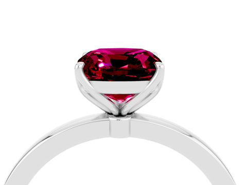 White gold Cushion Cut Solitaire Diamond Ring with Thin Band and Four-Prong Setting_4