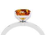 White gold Cushion Cut Solitaire Diamond Ring with Thin Band and Four-Prong Setting_4