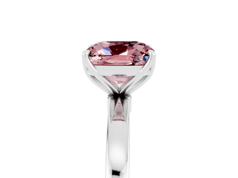 White gold Cushion Cut Solitaire Diamond Ring with Thin Band and Four-Prong Setting_5