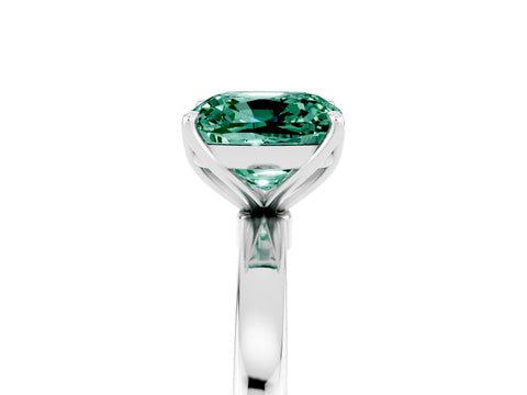 White gold Cushion Cut Solitaire Diamond Ring with Thin Band and Four-Prong Setting_5