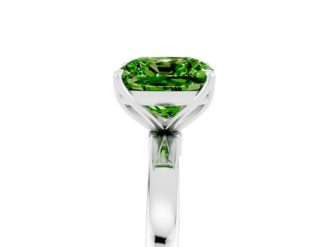 White gold Cushion Cut Solitaire Diamond Ring with Thin Band and Four-Prong Setting_5
