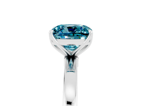 White gold Cushion Cut Solitaire Diamond Ring with Thin Band and Four-Prong Setting_5