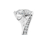 White gold Cushion Cut Solitaire Diamond Twist Band with Pavé Setting and Four-Prong Setting_12