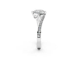 White gold Cushion Cut Solitaire Diamond Twist Band with Pavé Setting and Four-Prong Setting_9
