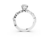 White gold Cushion Cut Solitaire Diamond Twisted Band with Pave Setting_95