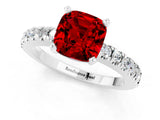 White gold Cushion Cut Solitaire Diamond with Pavé Band and Four-Prong Setting_1