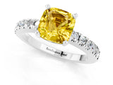White gold Cushion Cut Solitaire Diamond with Pavé Band and Four-Prong Setting_1