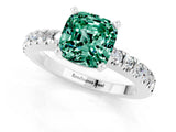 White gold Cushion Cut Solitaire Diamond with Pavé Band and Four-Prong Setting_1