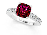 White gold Cushion Cut Solitaire Diamond with Pavé Band and Four-Prong Setting_1