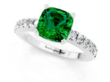 White gold Cushion Cut Solitaire Diamond with Pavé Band and Four-Prong Setting_1
