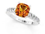 White gold Cushion Cut Solitaire Diamond with Pavé Band and Four-Prong Setting_1