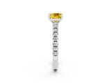 White gold Cushion Cut Solitaire Diamond with Pavé Band and Four-Prong Setting_2