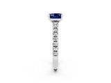White gold Cushion Cut Solitaire Diamond with Pavé Band and Four-Prong Setting_2