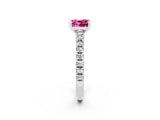 White gold Cushion Cut Solitaire Diamond with Pavé Band and Four-Prong Setting_2