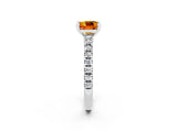 White gold Cushion Cut Solitaire Diamond with Pavé Band and Four-Prong Setting_2