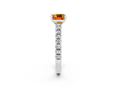 White gold Cushion Cut Solitaire Diamond with Pavé Band and Four-Prong Setting_2
