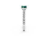 White gold Cushion Cut Solitaire Diamond with Pavé Band and Four-Prong Setting_2