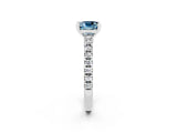 White gold Cushion Cut Solitaire Diamond with Pavé Band and Four-Prong Setting_2