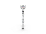 White gold Cushion Cut Solitaire Diamond with Pavé Band and Four-Prong Setting_2