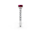 White gold Cushion Cut Solitaire Diamond with Pavé Band and Four-Prong Setting_2