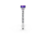 White gold Cushion Cut Solitaire Diamond with Pavé Band and Four-Prong Setting_2