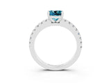 White gold Cushion Cut Solitaire Diamond with Pavé Band and Four-Prong Setting_3