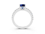 White gold Cushion Cut Solitaire Diamond with Pavé Band and Four-Prong Setting_3