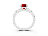 White gold Cushion Cut Solitaire Diamond with Pavé Band and Four-Prong Setting_3