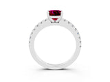 White gold Cushion Cut Solitaire Diamond with Pavé Band and Four-Prong Setting_3