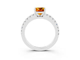 White gold Cushion Cut Solitaire Diamond with Pavé Band and Four-Prong Setting_3