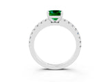 White gold Cushion Cut Solitaire Diamond with Pavé Band and Four-Prong Setting_3