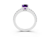 White gold Cushion Cut Solitaire Diamond with Pavé Band and Four-Prong Setting_3