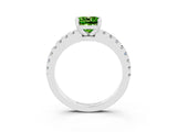White gold Cushion Cut Solitaire Diamond with Pavé Band and Four-Prong Setting_3