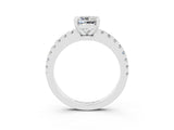 White gold Cushion Cut Solitaire Diamond with Pavé Band and Four-Prong Setting_3