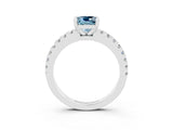 White gold Cushion Cut Solitaire Diamond with Pavé Band and Four-Prong Setting_3