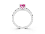 White gold Cushion Cut Solitaire Diamond with Pavé Band and Four-Prong Setting_3