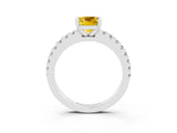 White gold Cushion Cut Solitaire Diamond with Pavé Band and Four-Prong Setting_3