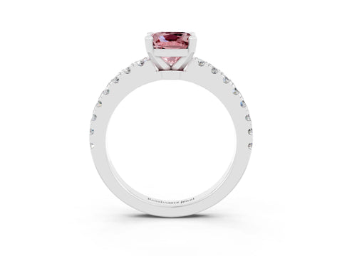 White gold Cushion Cut Solitaire Diamond with Pavé Band and Four-Prong Setting_3