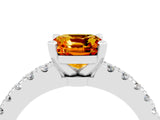 White gold Cushion Cut Solitaire Diamond with Pavé Band and Four-Prong Setting_4