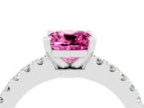 White gold Cushion Cut Solitaire Diamond with Pavé Band and Four-Prong Setting_4