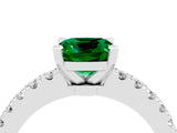 White gold Cushion Cut Solitaire Diamond with Pavé Band and Four-Prong Setting_4