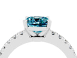 White gold Cushion Cut Solitaire Diamond with Pavé Band and Four-Prong Setting_4