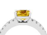 White gold Cushion Cut Solitaire Diamond with Pavé Band and Four-Prong Setting_4