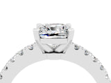 White gold Cushion Cut Solitaire Diamond with Pavé Band and Four-Prong Setting_4