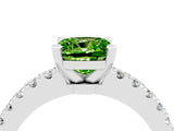 White gold Cushion Cut Solitaire Diamond with Pavé Band and Four-Prong Setting_4