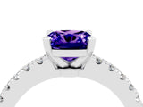 White gold Cushion Cut Solitaire Diamond with Pavé Band and Four-Prong Setting_4