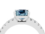 White gold Cushion Cut Solitaire Diamond with Pavé Band and Four-Prong Setting_4
