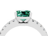 White gold Cushion Cut Solitaire Diamond with Pavé Band and Four-Prong Setting_4
