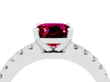 White gold Cushion Cut Solitaire Diamond with Pavé Band and Four-Prong Setting_4